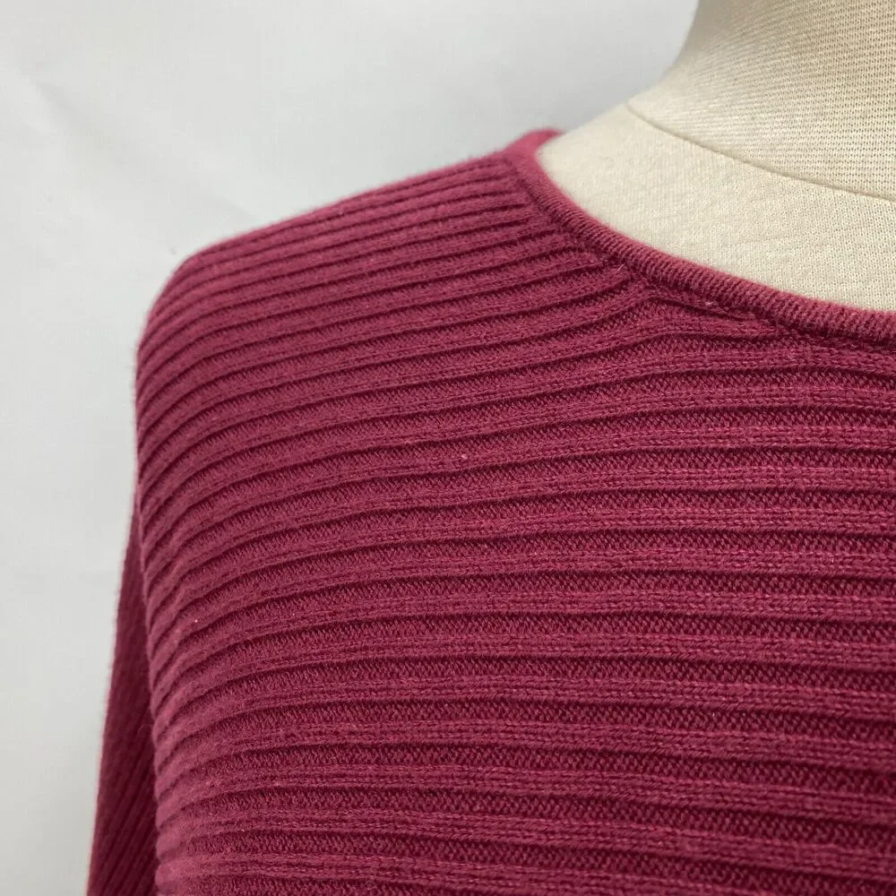 Nyland Women Rib Knit Sweater Tunic Top Small Oversized Lagenlook Dolman Sleeves